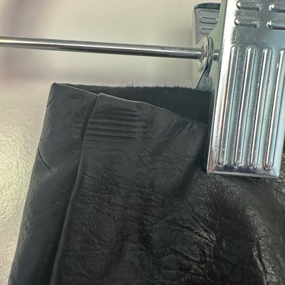 Black Pencil Skirt with Leather-like Side Panels and Zipper Details. Size M. - Picture 7 of 9